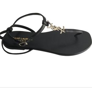 💫Ysl saint Laurent black and silver sandals